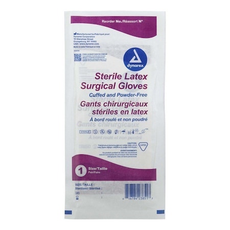 Dynarex Disposable Gloves, Latex, Powder-Free, 8.5, 50 PK SG8.5-PF